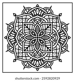 Vintage Mandala Pattern Line Art Coloring Page
