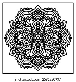 Vintage Mandala Pattern Line Art Coloring Page