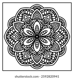 Vintage Mandala Pattern Line Art Coloring Page