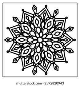 Vintage Mandala Pattern Line Art Coloring Page
