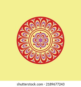 Vintage mandala vector print design on orange background
