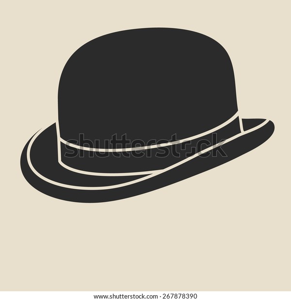 Vintage man\'s\
bowler hat label. Design template for label, banner, badge, logo.\
Bowler hat vector\
illustration.