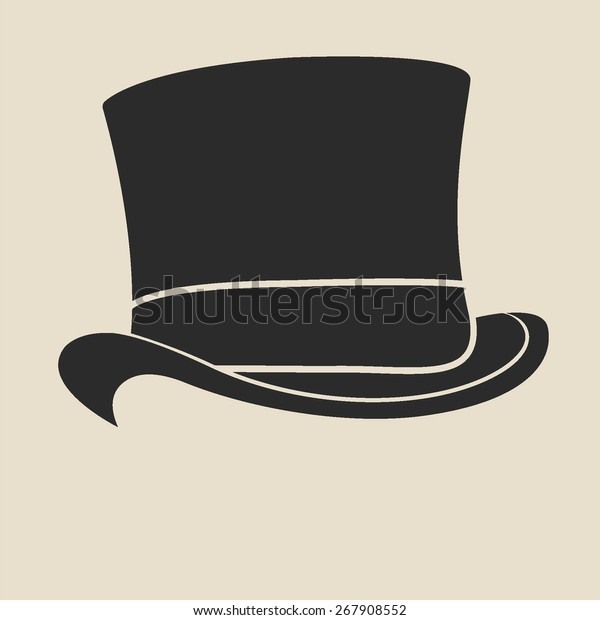 Vintage man\'s top hat\
label. Design template for label, banner, badge, logo. Top hat\
vector illustration.