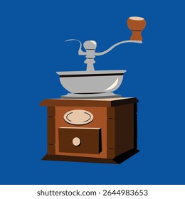 Vintage Manual Coffee Grinder Illustration Retro Style