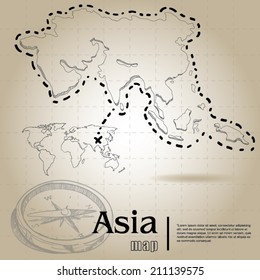 vintage map of Asia