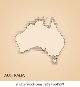 Mapa vintage da Austrália modelo de design de ilustração de estoque vetorial. Vetor EPS 10
