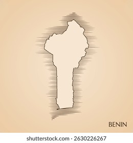 Vintage map of Benin vector stock illustration design template. Vector EPS 10.