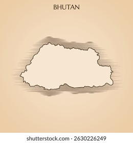 Vintage map of Bhutan vector stock illustration design template. Vector EPS 10.