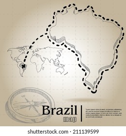 vintage map of Brazil