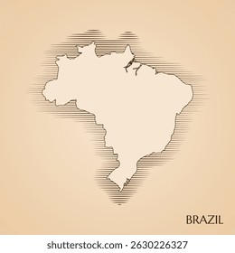 Vintage map of Brazil vector stock illustration design template. Vector EPS 10.