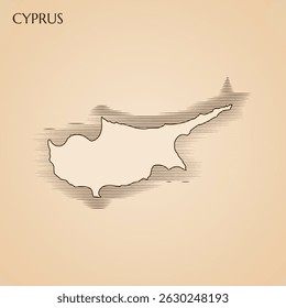 Mapa vintage de Chipre modelo de design de ilustração de estoque vetor. Vetor EPS 10