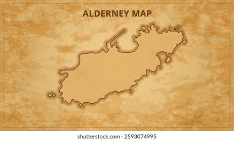 A Vintage Map Depicting the Borders of the Alderney. Alderney map with federal states in A vintage map based background, Political Alderney Map