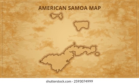 A Vintage Map Depicting the Borders of the American Samoa. American Samoa map with federal states in A vintage map based background, Political American Samoa Map