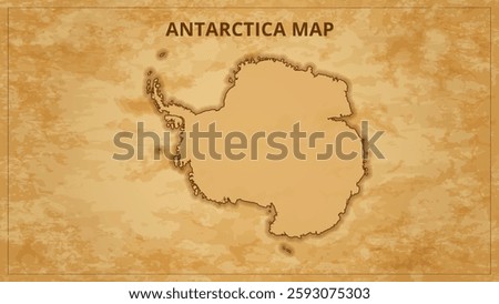 A Vintage Map Depicting the Borders of the Antarctica. Antarctica map with federal states in A vintage map based background, Political Antarctica Map