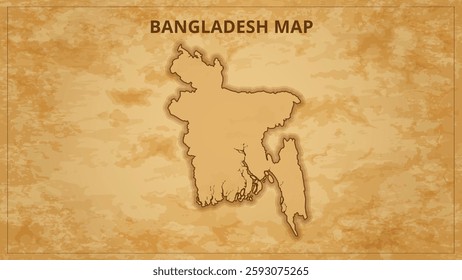 A Vintage Map Depicting the Borders of the Bangladesh. Bangladesh map with federal states in A vintage map based background, Political Bangladesh Map