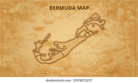 A Vintage Map Depicting the Borders of the Bermuda. Bermuda map with federal states in A vintage map based background, Political Bermuda Map