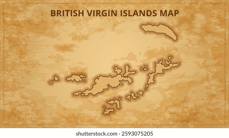 A Vintage Map Depicting the Borders of the British Virgin Islands. British Virgin Islands map with federal states in A vintage map based background, Political British Virgin Islands Map