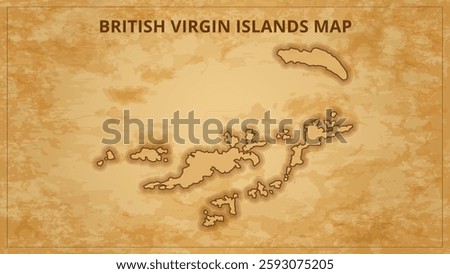 A Vintage Map Depicting the Borders of the British Virgin Islands. British Virgin Islands map with federal states in A vintage map based background, Political British Virgin Islands Map