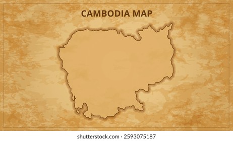 A Vintage Map Depicting the Borders of the Cambodia. Cambodia map with federal states in A vintage map based background, Political Cambodia Map