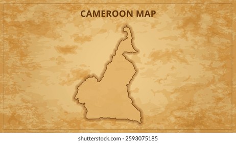 A Vintage Map Depicting the Borders of the Cameroon. Cameroon map with federal states in A vintage map based background, Political Cameroon Map