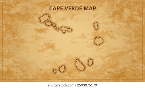 A Vintage Map Depicting the Borders of the Cape Verde. Cape Verde map with federal states in A vintage map based background, Political Cape Verde Map