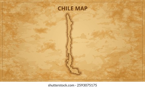 A Vintage Map Depicting the Borders of the Chile. Chile map with federal states in A vintage map based background, Political Chile Map