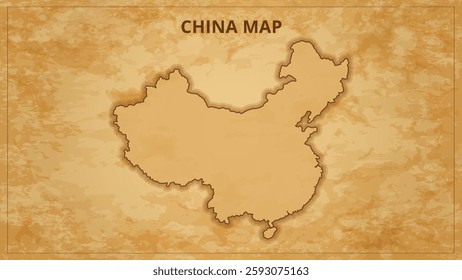 A Vintage Map Depicting the Borders of the China. China map with federal states in A vintage map based background, Political China Map