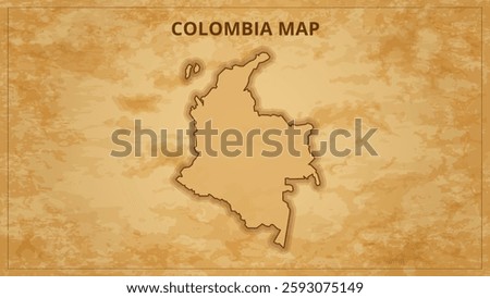 A Vintage Map Depicting the Borders of the Colombia. Colombia map with federal states in A vintage map based background, Political Colombia Map