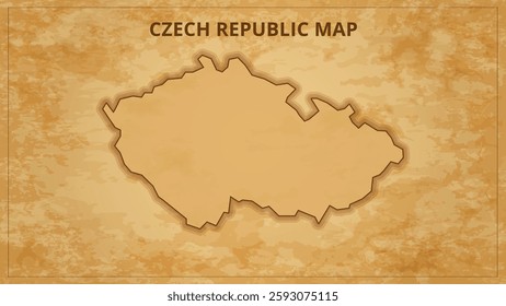 A Vintage Map Depicting the Borders of the Czech Republic. Czech Republic map with federal states in A vintage map based background, Political Czech Republic Map