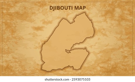 A Vintage Map Depicting the Borders of the Djibouti. Djibouti map with federal states in A vintage map based background, Political Djibouti Map