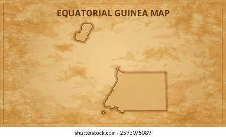 A Vintage Map Depicting the Borders of the Equatorial Guinea. Equatorial Guinea map with federal states in A vintage map based background, Political Equatorial Guinea Map