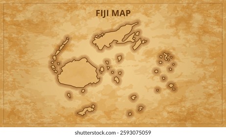 A Vintage Map Depicting the Borders of the Fiji. Fiji map with federal states in A vintage map based background, Political Fiji Map