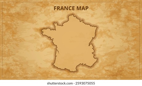 A Vintage Map Depicting the Borders of the France. France map with federal states in A vintage map based background, Political France Map