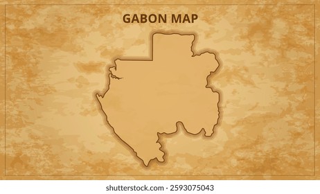 A Vintage Map Depicting the Borders of the Gabon. Gabon map with federal states in A vintage map based background, Political Gabon Map