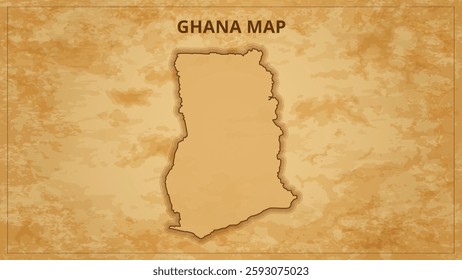 A Vintage Map Depicting the Borders of the Ghana. Ghana map with federal states in A vintage map based background, Political Ghana Map