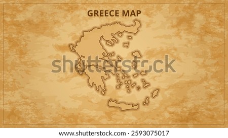 A Vintage Map Depicting the Borders of the Greece. Greece map with federal states in A vintage map based background, Political Greece Map