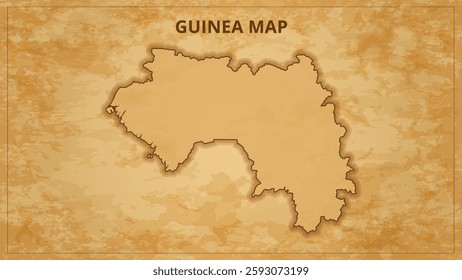 A Vintage Map Depicting the Borders of the Guinea. Guinea map with federal states in A vintage map based background, Political Guinea Map