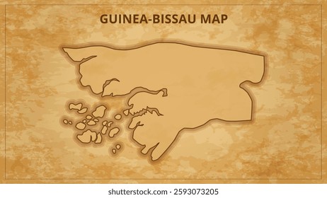 A Vintage Map Depicting the Borders of the Guinea-Bissau. Guinea-Bissau map with federal states in A vintage map based background, Political Guinea-Bissau Map