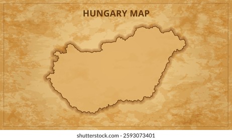 A Vintage Map Depicting the Borders of the Hungary. Hungary map with federal states in A vintage map based background, Political Hungary Map