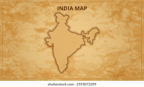 A Vintage Map Depicting the Borders of the India. India map with federal states in A vintage map based background, Political India Map