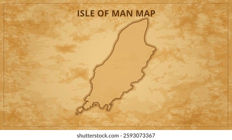 A Vintage Map Depicting the Borders of the Isle of Man. Isle of Man map with federal states in A vintage map based background, Political Isle of Man Map
