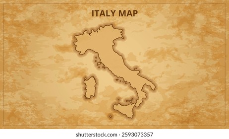 A Vintage Map Depicting the Borders of the Italy. Italy map with federal states in A vintage map based background, Political Italy Map