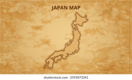 A Vintage Map Depicting the Borders of the Japan. Japan map with federal states in A vintage map based background, Political Japan Map