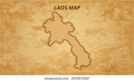 A Vintage Map Depicting the Borders of the Laos. Laos map with federal states in A vintage map based background, Political Laos Map