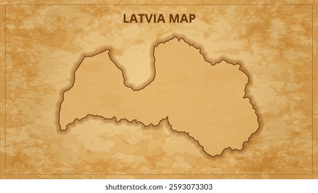 A Vintage Map Depicting the Borders of the Latvia. Latvia map with federal states in A vintage map based background, Political Latvia Map
