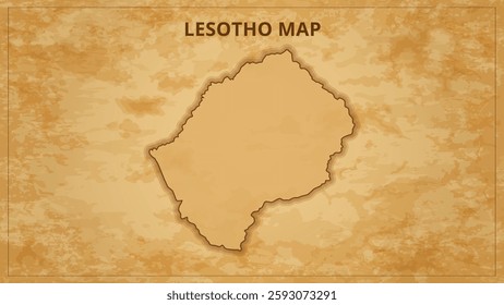 A Vintage Map Depicting the Borders of the Lesotho. Lesotho map with federal states in A vintage map based background, Political Lesotho Map