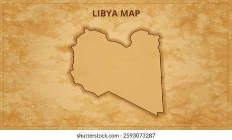 A Vintage Map Depicting the Borders of the Libya. Libya map with federal states in A vintage map based background, Political Libya Map