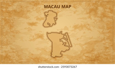A Vintage Map Depicting the Borders of the Macau. Macau map with federal states in A vintage map based background, Political Macau Map