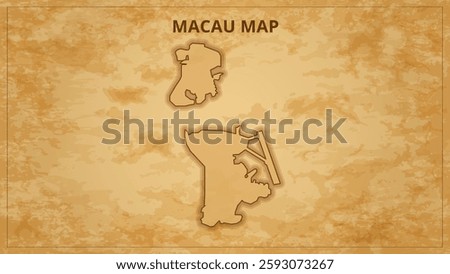 A Vintage Map Depicting the Borders of the Macau. Macau map with federal states in A vintage map based background, Political Macau Map