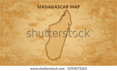 A Vintage Map Depicting the Borders of the Madagascar. Madagascar map with federal states in A vintage map based background, Political Madagascar Map